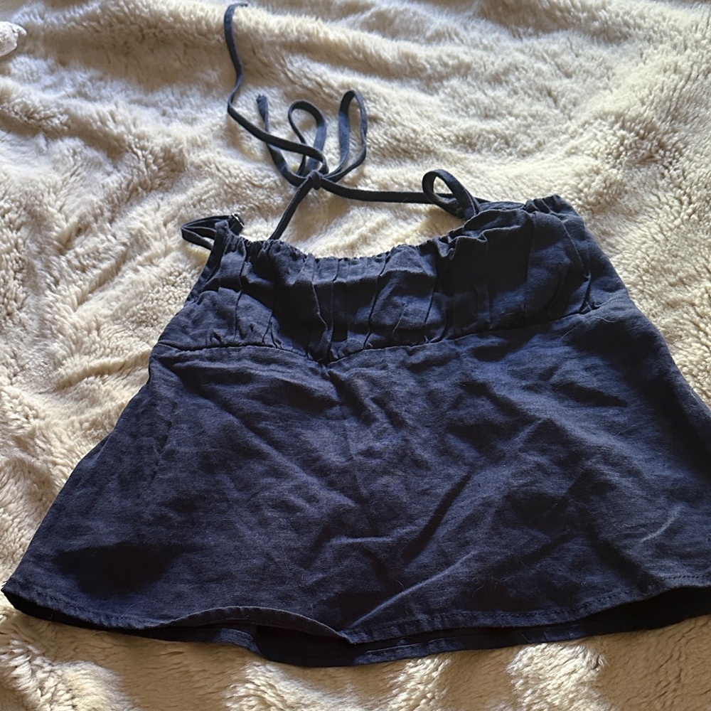 Edikted Navy Blue Halter Top